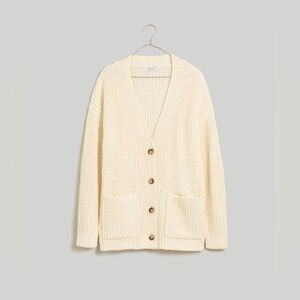 Madewell Textured Stitch V-Neck Cardigan Sweater in cream. Small. EUC!